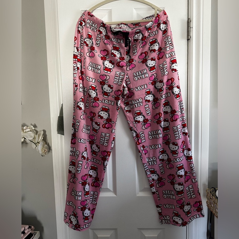 Hello Kitty Pink Lounge Pants with Black Drawstring